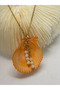 Orange Pectim Shell Agate Natural Stone Necklace - 3
