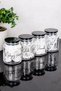 4-Piece Premium Cotton Jar Set with Black Mica Lid Glass Cotton Set Jar Makeup Cotton Ear Swab Floss Labeled Jar Set - 3