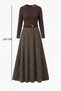 Plaid Belted Double Fabric Tricot Dress Black - 6