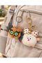 Set of 2 Plush Figure Keychains Cute Owl and Bowknot Pompom Bag Ornament, School and Backpack Accessory - 3