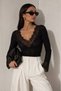 New Season Lace Detailed V-Neck Women's Transparent Blouse 52115083 - 2