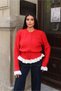Guipure Detail Lace-Up Cardigan-Red Red - 6