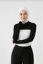 High Neck Collar Sleeves Black Long Sleeve Hijab Turtleneck Bodysuit with Fingers