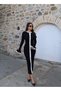 Women's Contrast Gold Button Detailed Ribbed Ecru Knitwear Dress - 5