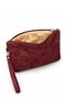 Suede Star Embroidered Portfolio Handbag with Wrist Strap Lined Suede Clutch Bag - 2