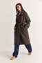 Women's Bitter Brown Stand Collar Belted Buttoned Lined Pocket Detailed Long Cashmere Coat 5571 60286752 - 4