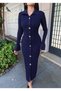 Women's Ribbed Button Detailed Glittery Knitwear Dress - 4