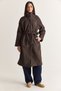 Women's Bitter Brown Stand Collar Belted Buttoned Lined Pocket Detailed Long Cashmere Coat 5571 60286752