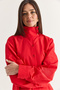 Women's Red Stand Collar Buttoned Oversize Poplin Shirt 5544 60286756 - 6