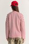 Women's Ecru-Red New York 64 Printed Striped Crew Neck Oversize Sweatshirt 36074 60286739 - 6