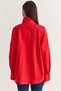 Women's Red Stand Collar Buttoned Oversize Poplin Shirt 5544 60286756 - 7
