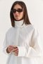 Women's White Stand Collar Buttoned Oversize Poplin Shirt 5544 60286756 - 5