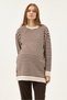 Maternity Striped Sweater, Detailed with Openable Buttons on the Sides (Beige) - 2