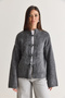 Women's Anthracite Chinese Button Detailed Stand Collar Soft Textured Knitwear Cardigan 9123 60286735 - 2