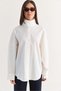 Women's White Stand Collar Buttoned Oversize Poplin Shirt 5544 60286756 - 2