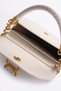 White Oval Design Women's Hand and Shoulder Bag with Chain Strap Detail - 4