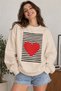Line Patterned Heart Printed Unisex Oversize Sweatshirt – Crew Neck Casual Sweatshirt