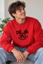 Unisex Oversize Sweatshirt with Deja Vu Written Smile Detail – Crew Neck Casual Daily Sweatshirt