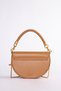 Brown Oval Design Women's Hand and Shoulder Bag with Chain Strap Detail - 3