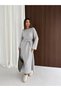 Women's Crew Neck Knitwear Dress with Tie at the Waist, Long Sleeves, Midi Length, Stylish Dress with Knit Detail, 140 cm