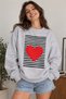 Line Patterned Heart Printed Unisex Oversize Sweatshirt – Crew Neck Casual Sweatshirt