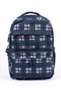 Plaid Patterned Backpack with Multiple Compartments for School and Daily Use Navy Blue