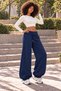 Women's Curved Waistband, Loose Fit, Pocketed, Baggy Sweatpants with Cuffs