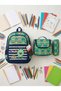 3-Piece Primary School Bag Set Backpack, Lunch Bag, Pencil Case, Monster Patterned Navy Blue - 6