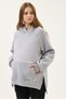 Maternity Gray Oversize Kangru Pocket Hooded 3-Thread Raster Hoodie, Hidden Zipper Detail (Breastfeeding)