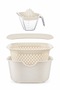 5 Piece Kitchen Prep Set 4 L Bowl 3.5 L Strainer Cutting Board Lemon Squeezer Cream - 2