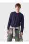 Peak New Season Navy Blue Crew Neck Men's Thick Sweatshirt