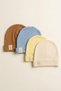 Set of 4 Baby Cotton Berets, Cute Nature Emblem, Flexible Combed Cotton Newborn Children's Hat, Multi-Colored