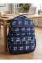 Plaid Patterned Backpack with Multiple Compartments for School and Daily Use Navy Blue - 6