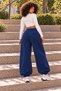 Women's Curved Waistband, Loose Fit, Pocketed, Baggy Sweatpants with Cuffs - 3