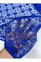 Saks Blue Lace Fabric Thin - Daisy Flower Patterned - 2