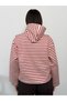 Modal Fabric Women's Striped Hooded Sweatshirt - 3
