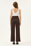 Maternity Wide-Leg Gabardine Fabric Pants, Elastic Waist and Adjustable (Coffee) - 4