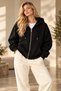 Premium 3 Yarns Raised Comfortable Cut Cotton Women's Zippered Cardigan Jogger Set Bottom-Top Set - 3