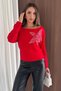 Women's Stone Embellished Star Detailed Boat Neck Long Sleeve Blouse - 4