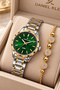 Round Case Gold Silver Green Women's Wristwatch - 3 Atm Water Resistant Steel Band Japanese Movement Gift Special Boxed Dkby2065C1