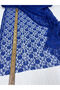 Saks Blue Lace Fabric Thin - Daisy Flower Patterned - 4