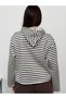Modal Fabric Women's Striped Hooded Sweatshirt - 2