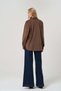 Maternity Long Sleeve Velvet Shirt with Front Pockets Aci Brown - 8