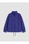 Blue Stand Collar Oversize Women's Trench Coat