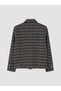 Navy Blue Plaid Women's Tweed Jacket - 4