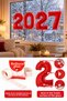 2027 New Year 4 Pieces Foil Number Balloon Set Red 16 Inch Glass Display Ornament with 100 Tapes - 2