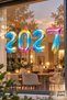 2027 New Year 4 Pieces Foil Number Balloon Set Rainbow 16 Inch Glass Display Ornament 100 Pieces with Tape - 3