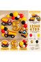Party 1 Year 3-Piece Mini Construction Vehicles Birthday Set with Foil Balloons – Yellow Black Balloon Chain and Confetti Balloon Decoration Set - 2