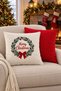 New Year's Themed Punch Embroidered 2-Piece Throw Pillow Cover Set |   Zippered 42X42 cm |   Modern Sofa Throw Pillow, Christmas Patterned, Decorative - 2