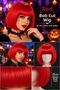 Red Blunt Cut Wig 25 cm Short Straight with Bangs Halloween Halloween Party Costume Wig
